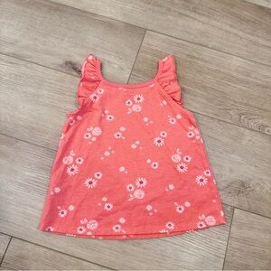 Toddler Girl Floral Flutter Sleeve Tank top Carter’s Size 4T -Coral